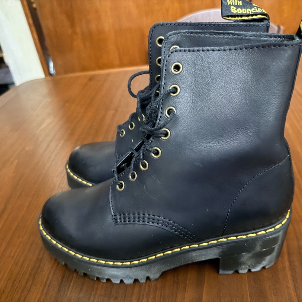 Dr. Martens Black Combat Boots with Yellow Accents shriver hi boots black brand - Picture 3 of 9
